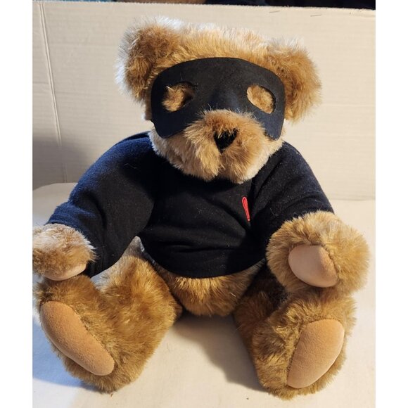 Vermont Teddy Bear Love Bandit Plush 10" Jointed Poseable Wearing Mask & Shirt V - Picture 8 of 8